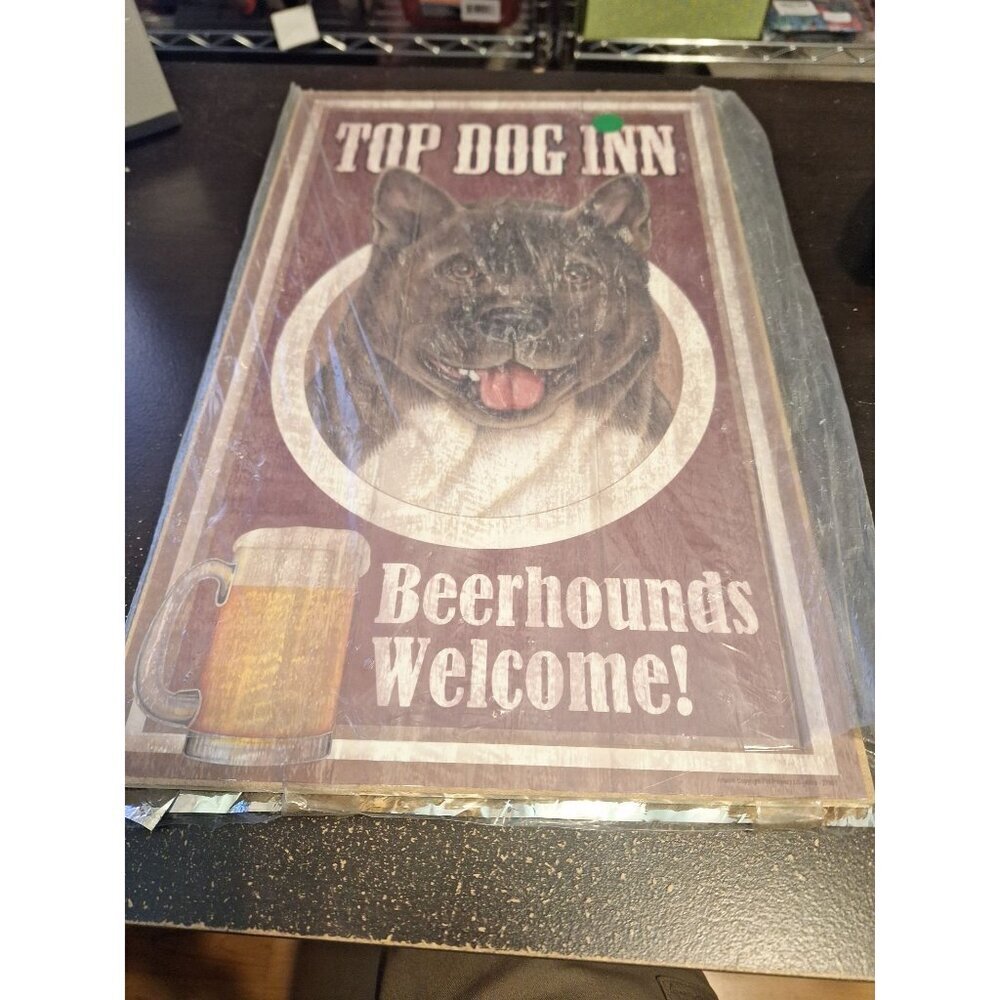 10" x 16" Wood Sign “Top Dog Inn – Beerhound’s Welcome” Rustic Dog Lover Decor